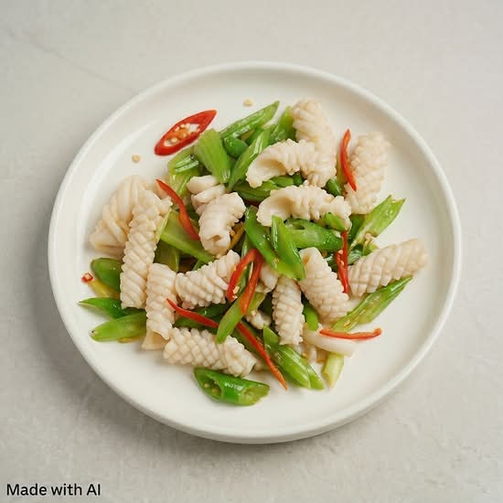 Stir-Fried Squid and Celery (芹菜花枝)